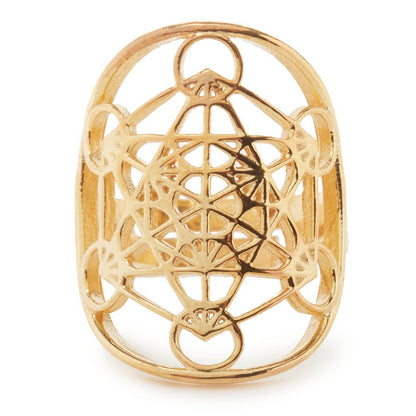 Metatron's cube ring "Power and consciousness" in gold plated or 925 silver