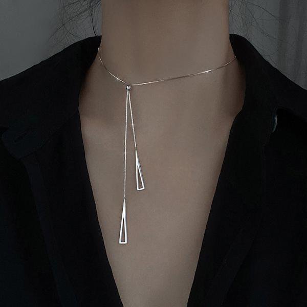 Sterling silver triangle necklace