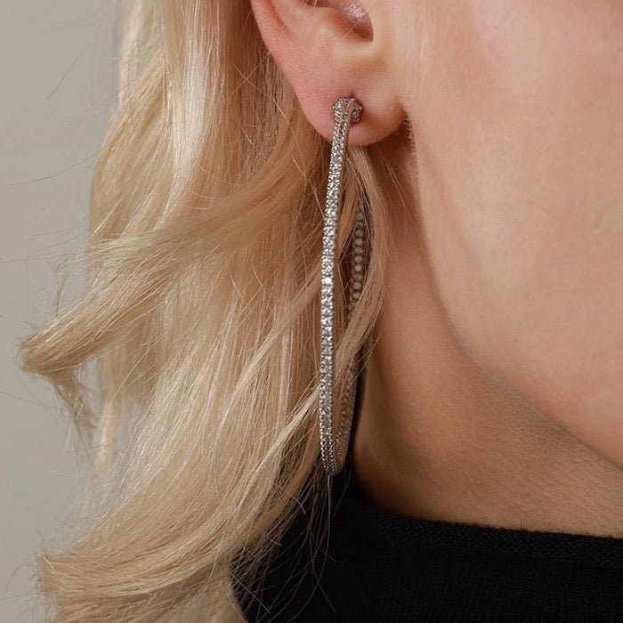 Oversized Sparkling Hoop Earrings - 360 Degree Glamour