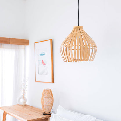 Bamboe Lampenkap – Boho Hanglamp – Bamboe Hanglamp – Lampenkap Klokvormig – Handgemaakte Bamboe Lampenkap KIRMA (Ø 45 cm)