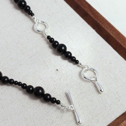 Minimalist Black Onyx Bead Necklace