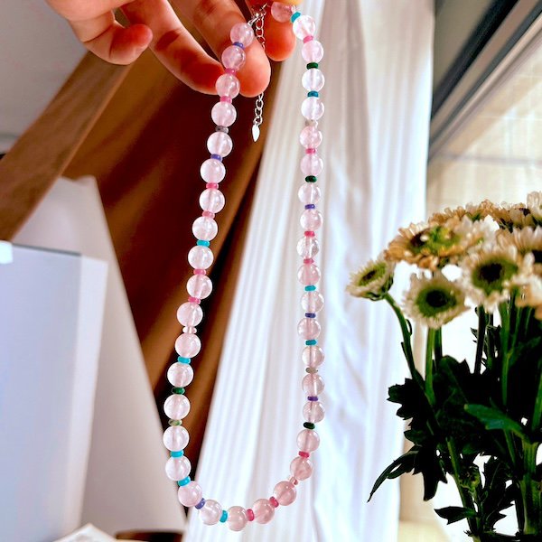 Rose Quartz Crystal Dopamine Beads Necklace