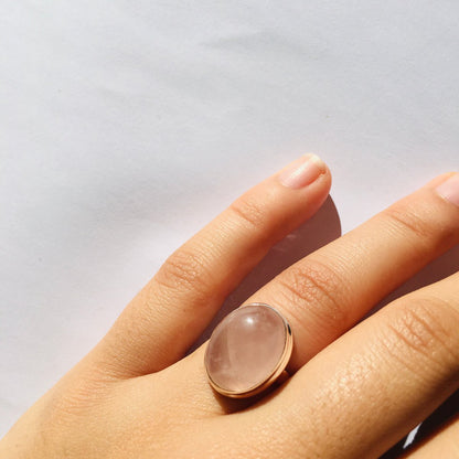 Force of Love ring in rose quartz and 925 silver