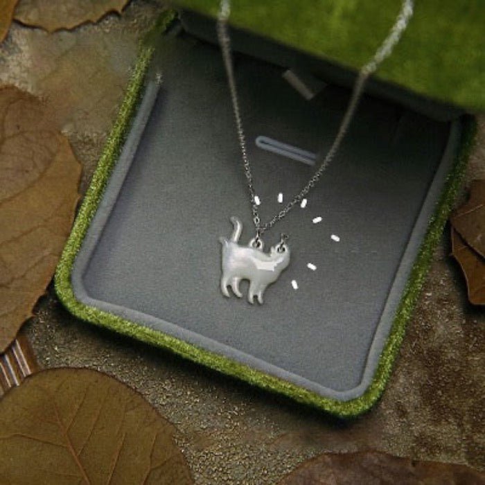 Cute Cat Necklace - Mother of Pearl Silver Necklace