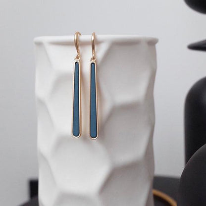 Minimalist geometric blue enamel earring