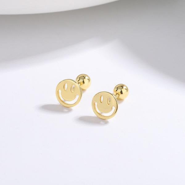 Timeless design smiling face stud earrings