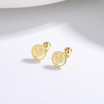 Timeless design smiling face stud earrings