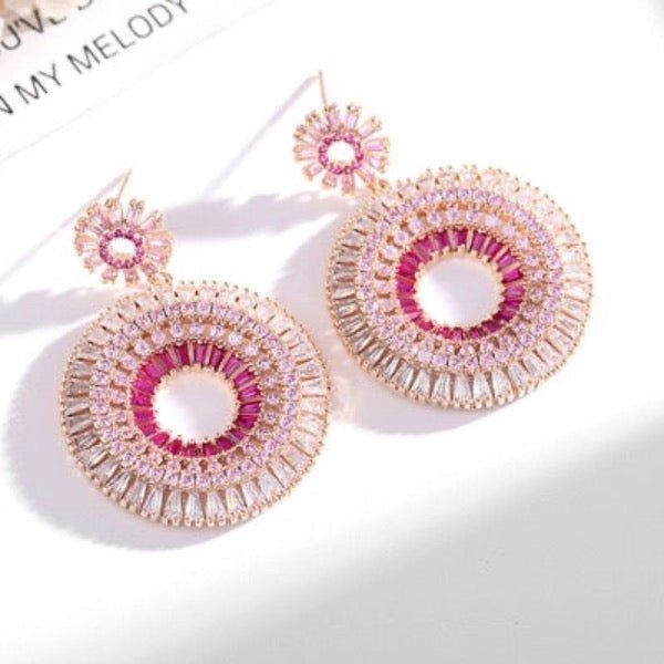 Dazzling Halo Earrings - Luxury Drop Earrings