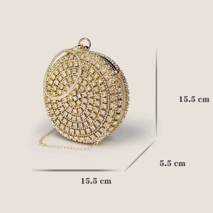 Dazzling round clutch with diamond look