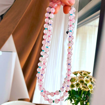 Rose Quartz Crystal Dopamine Beads Necklace