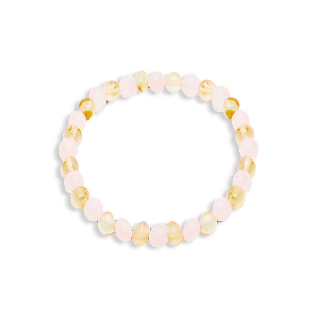 Bracelet "Glow of the Heart" in Rose Quartz and Amber