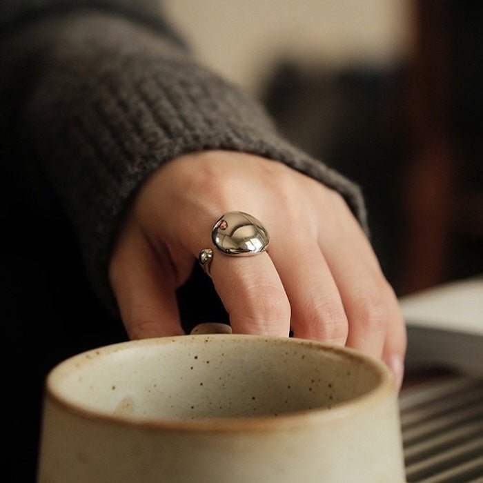 Minimalist statement rings with oval egg design, adjustable