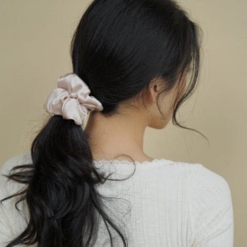 100% Silk Dazzling Hair Scrunchie - 19 Momme - Diamond Embellishment