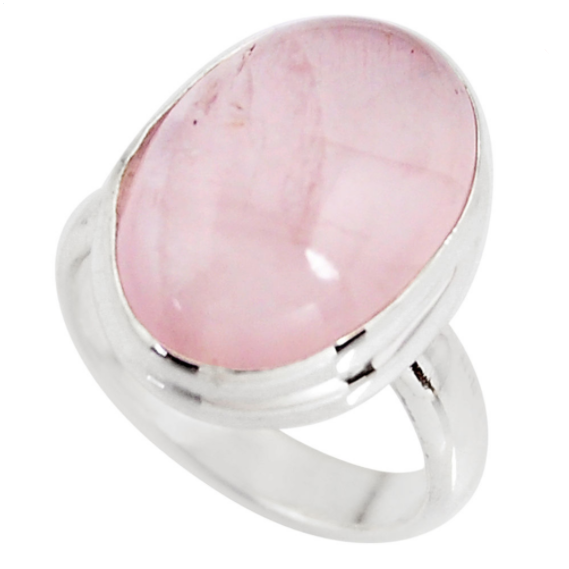 Force of Love ring in rose quartz and 925 silver