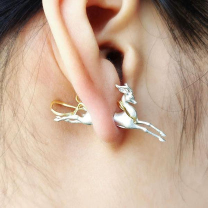 Unique Double Sided Stud Earrings with Deer Design - One Piece