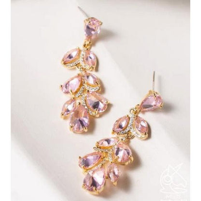 Princess style leaves large drop earrings