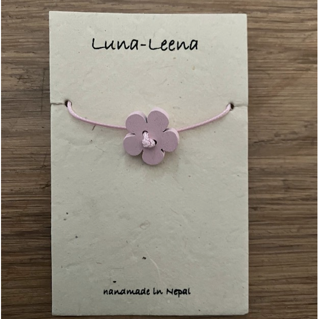 Luna-Leena kinderarmband bloei roze - handgemaakt in Nepal