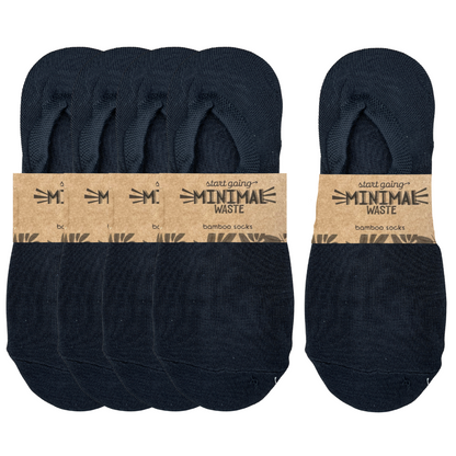 green-goose Bamboo Women's Long Footies - 5 pairs - 85% Bamboo - Black - Size 35-39