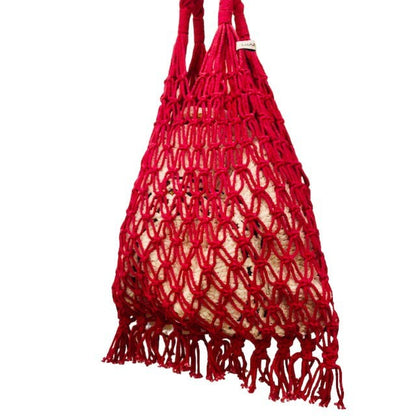 Luna-Leena tas macrame fuchsia - katoen - handgemaakt in Nepal