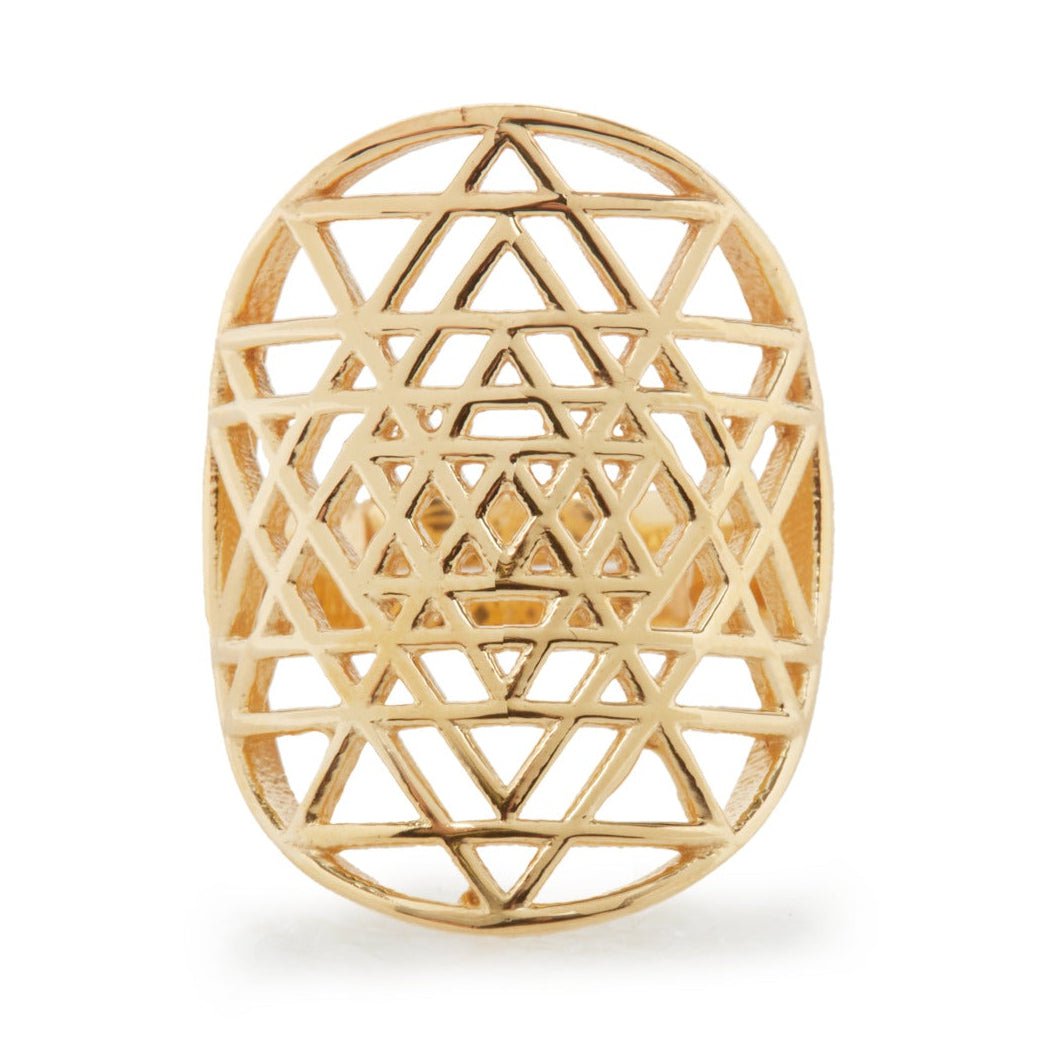 Sri Yantra-ring in 925 zilver of geel goud