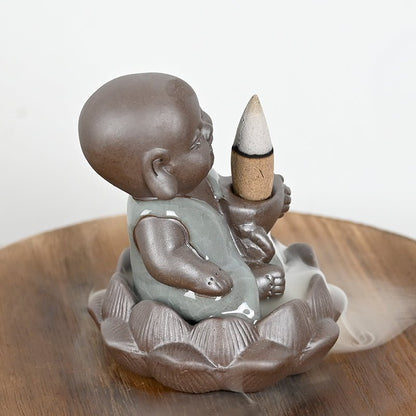 Ceramic incense burner "Little Monk of Inner Joy"