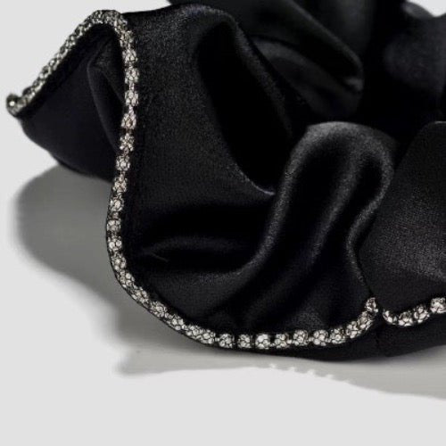 100% Silk Dazzling Hair Scrunchie - 19 Momme - Diamond Embellishment